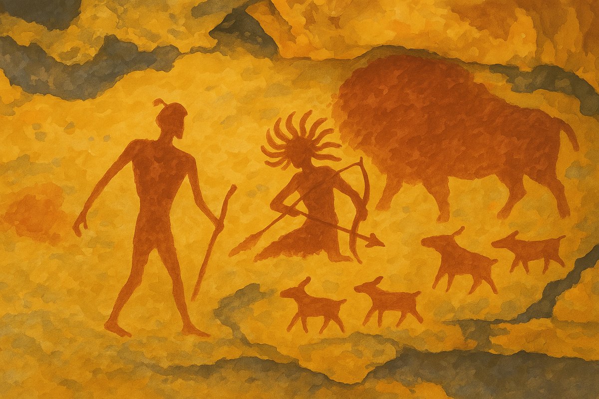 Ancient rock paintings at Bhimbetka